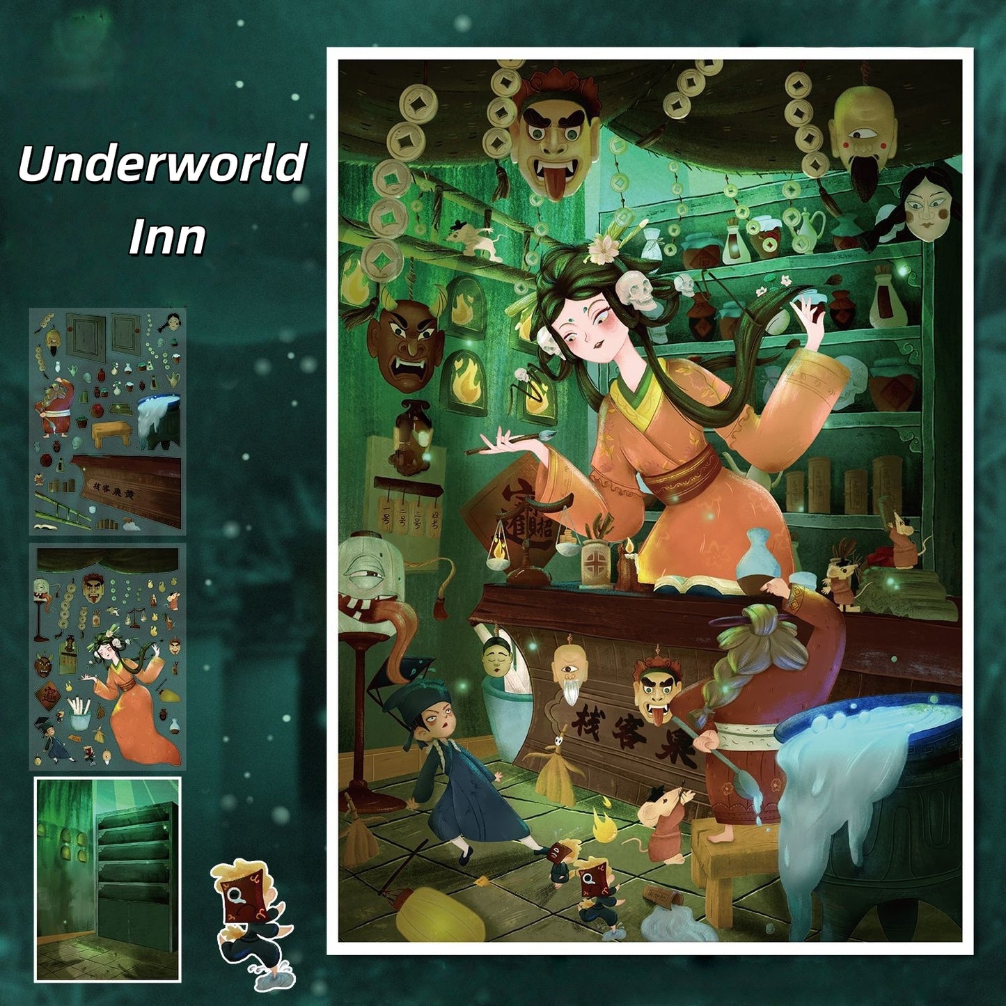 Witchy Whispers 3D Sticker | 4 Cute Miniature Scenes