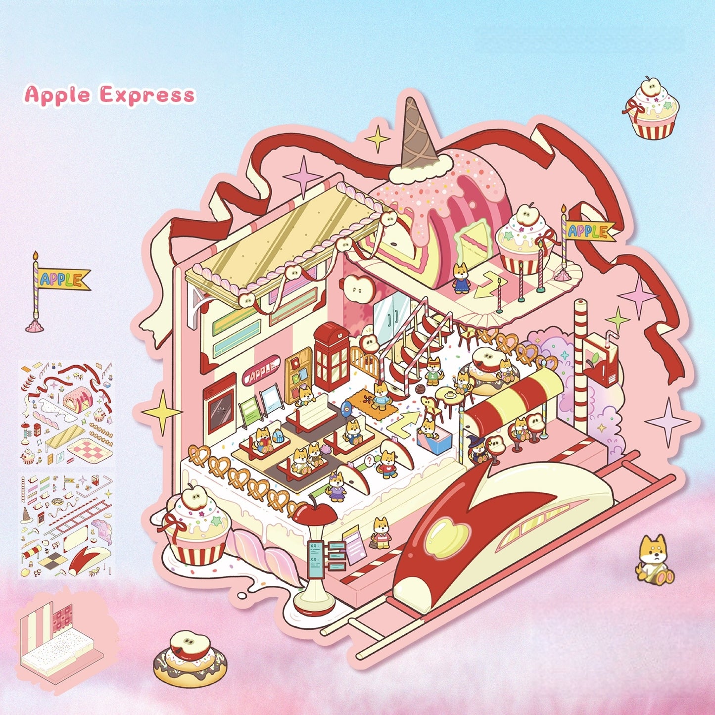 Dream Villa 3D Sticker | 4 Cute Miniature Scenes