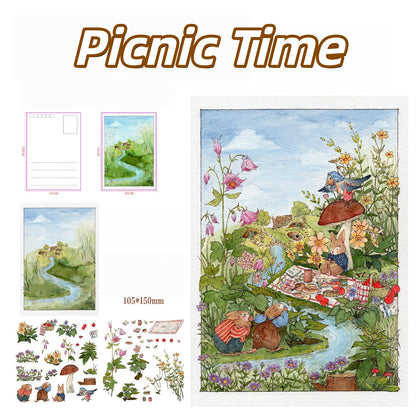 Hand-drawn Fairytale 3D Sticker | 4 Cute Miniature Scenes