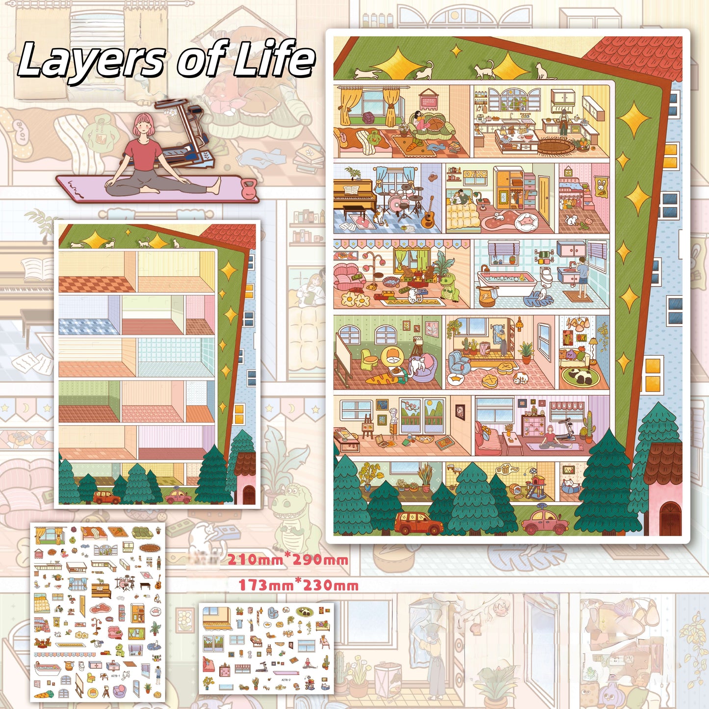 Urban Rhythms 3D Sticker | 3 Cute Miniature Scenes