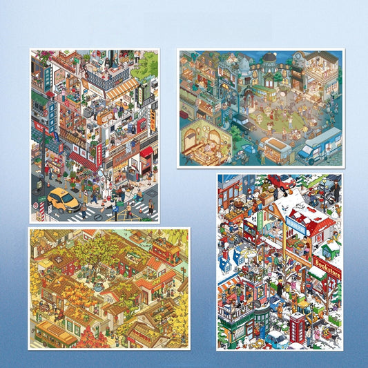 Streetscapes 3D Sticker | 4 Cute Miniature Scenes