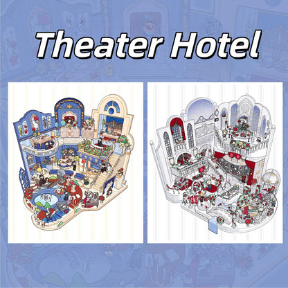Theater Hotel 3D Sticker | 2 Cute Miniature Scenes