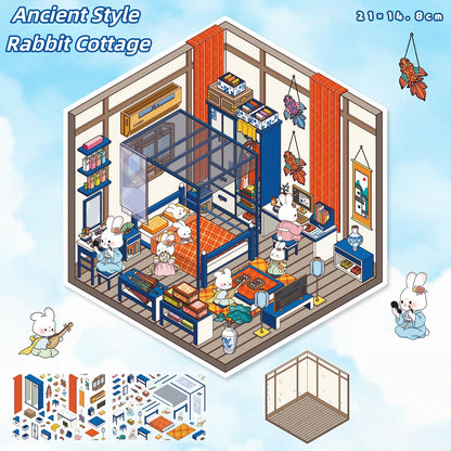 Cozy Hut 3D Sticker | 4 Cute Miniature Scenes