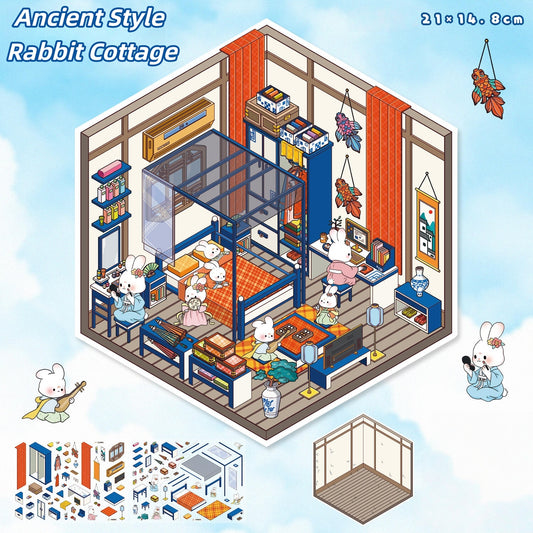Cozy Hut 3D Sticker | 4 Cute Miniature Scenes