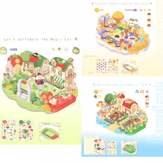 Tomato World 3D Sticker | 3 Cute Miniature Scenes