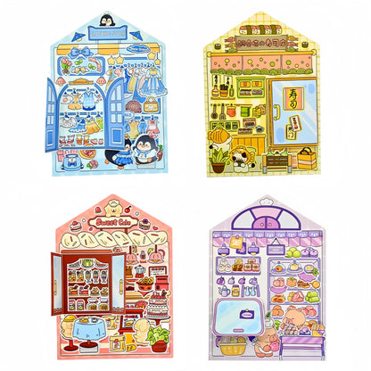 Street Corner Store 3D Sticker | 4 Cute Miniature Scenes
