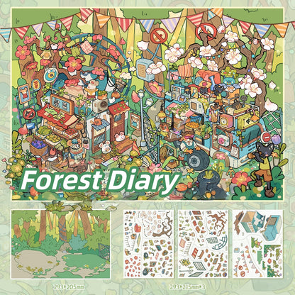 Leaflets 3D Sticker | 4 Cute Miniature Scenes