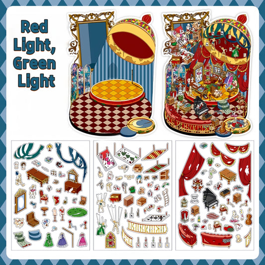 Horror Adventure 3D Sticker | 4 Cute Miniature Scenes
