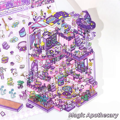 MiniVerse Mansion 3D Sticker | 4 Cute Miniature Scenes