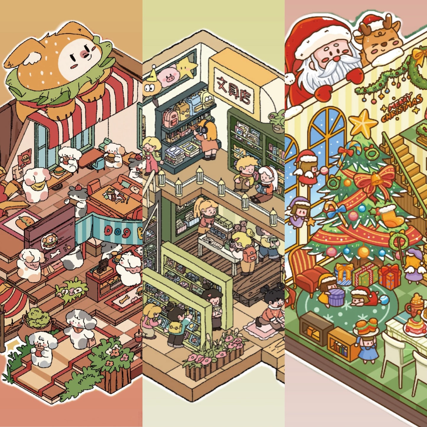 Cozy Cabin 3D Sticker | 3 Cute Miniature Scenes