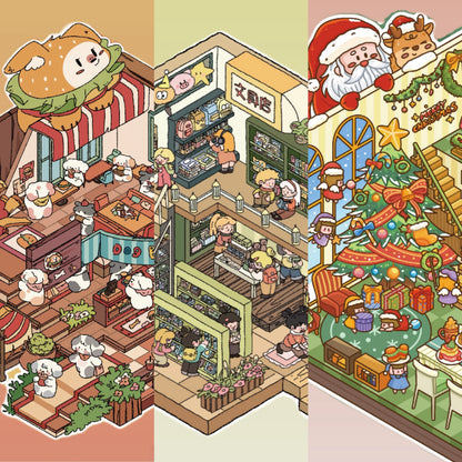 Cozy Cabin 3D Sticker | 3 Cute Miniature Scenes