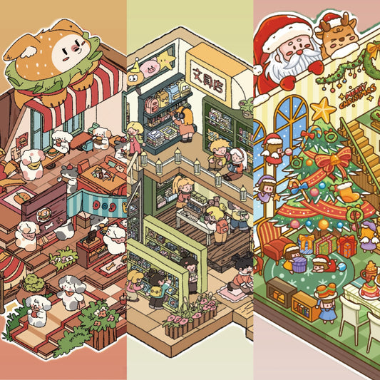 Cozy Cabin 3D Sticker | 3 Cute Miniature Scenes