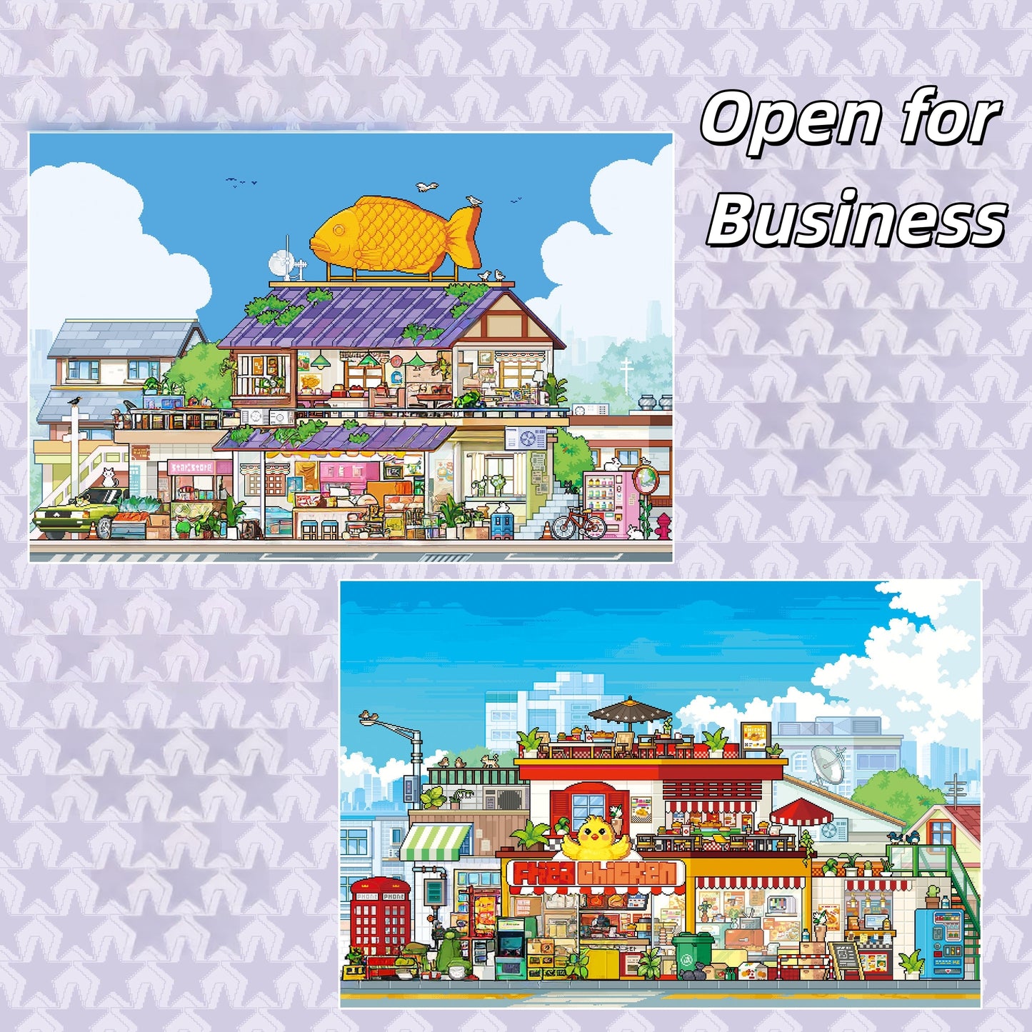 Open for Business 3D Sticker | 2 Cute Miniature Scenes