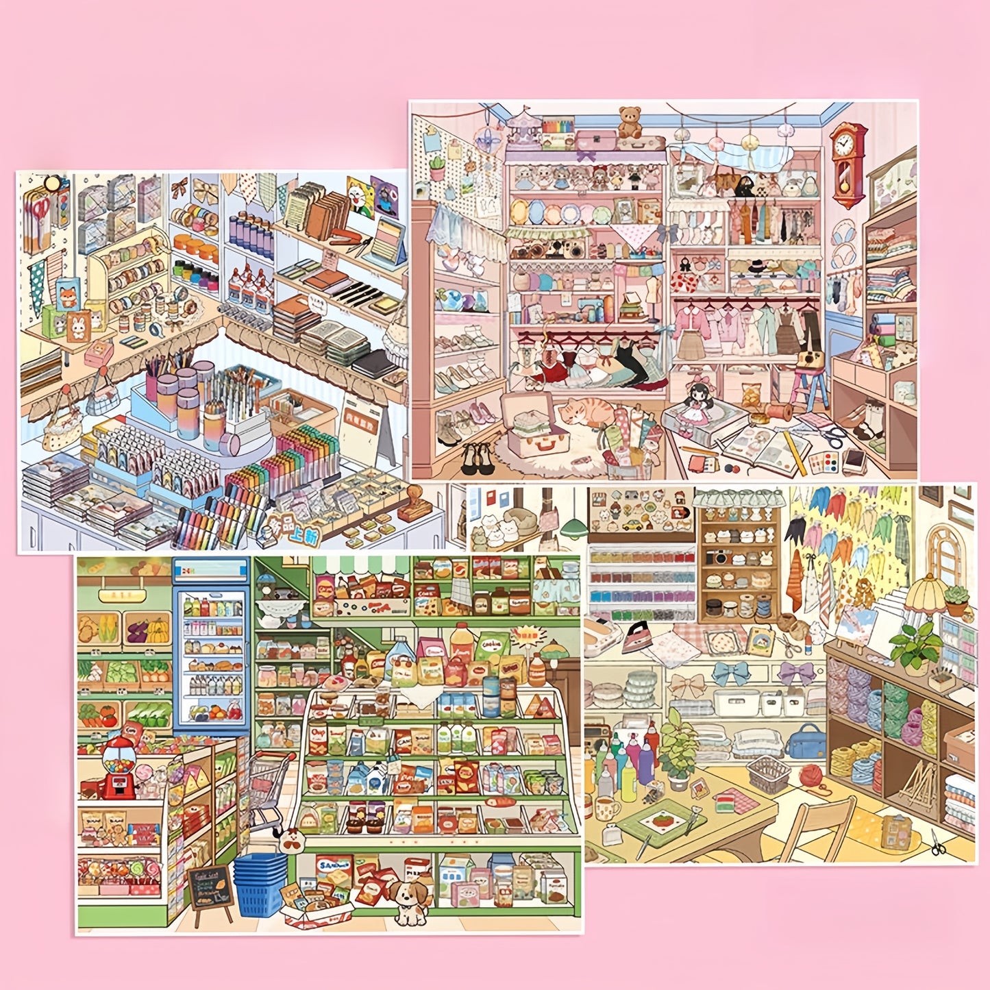 Shelf Display 3D Sticker | 4 Cute Miniature Scenes