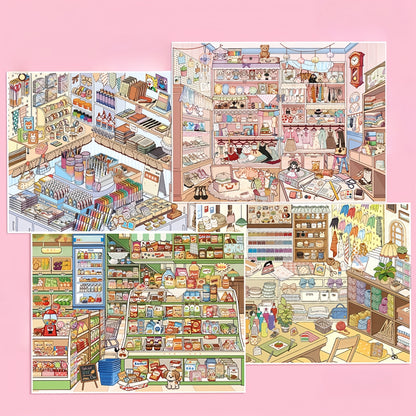 Shelf Display 3D Sticker | 4 Cute Miniature Scenes