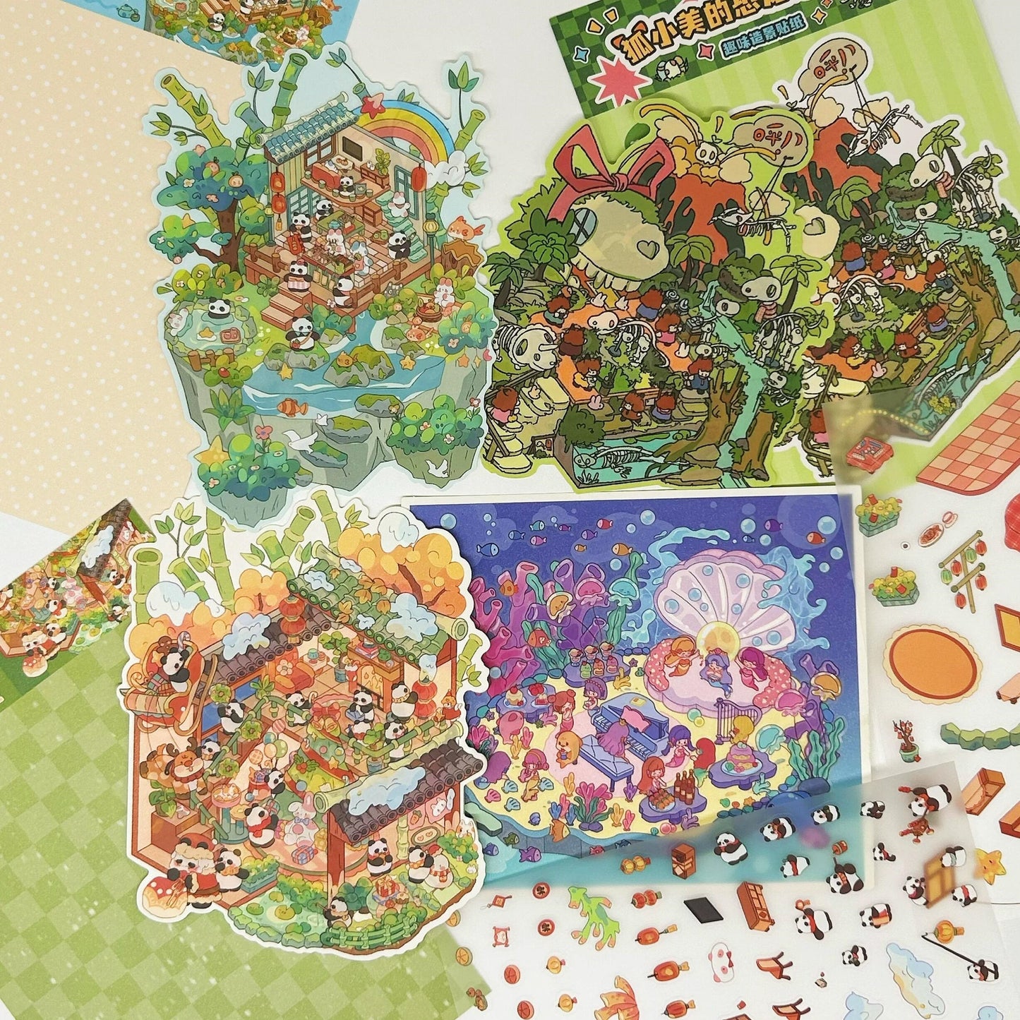 Animal's Wonderland 3D Sticker | 4 Cute Miniature Scenes