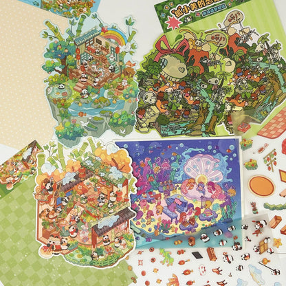 Animal's Wonderland 3D Sticker | 4 Cute Miniature Scenes