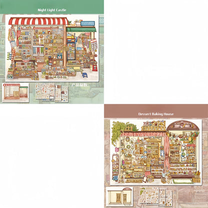 Food Shop 3D Sticker | 2 Cute Miniature Scenes
