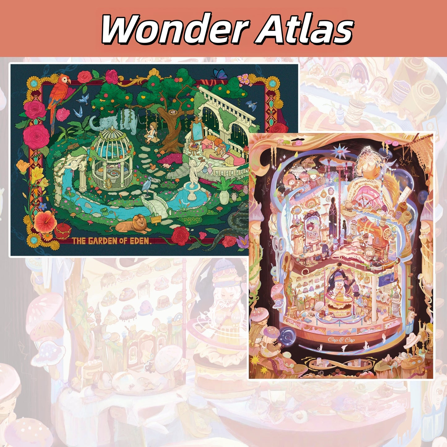 Wonder Atlas 3D Sticker | 2 Cute Miniature Scenes