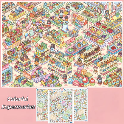 Town & Time 3D Sticker | 6 Cute Miniature Scenes