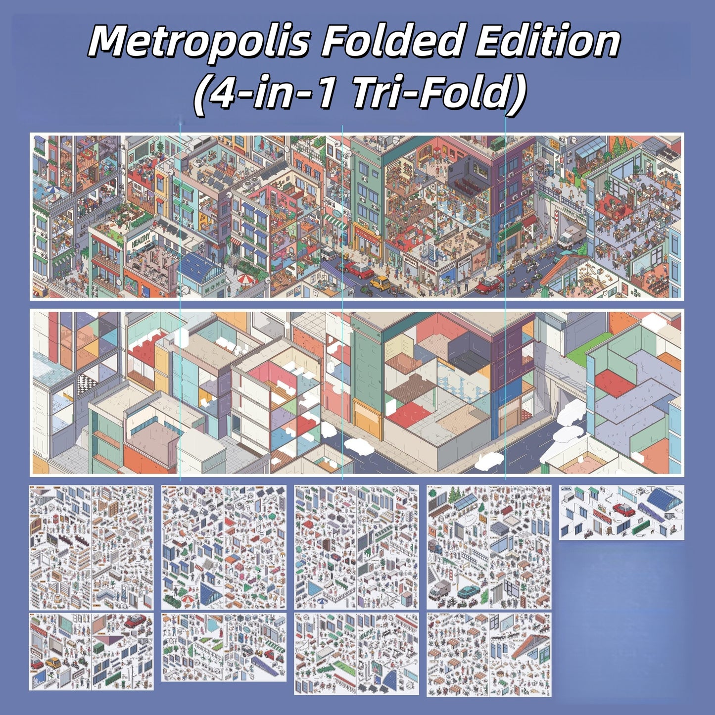Metropolis 3D Sticker | 4 Cute Miniature Scenes