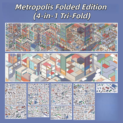 Metropolis 3D Sticker | 4 Cute Miniature Scenes