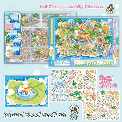 Summer Enchantment 3D Sticker | 4 Cute Miniature Scenes