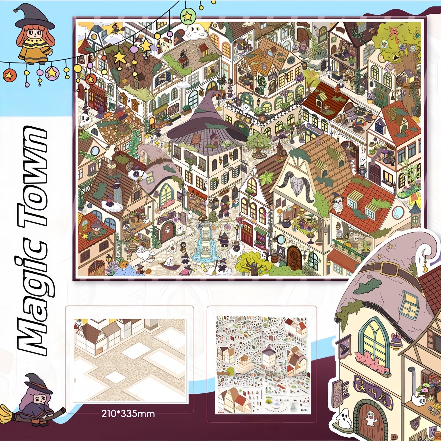 Dream Town 3D Sticker | 3 Cute Miniature Scenes