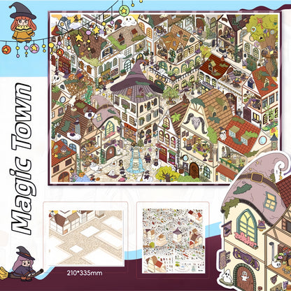 Dream Town 3D Sticker | 3 Cute Miniature Scenes