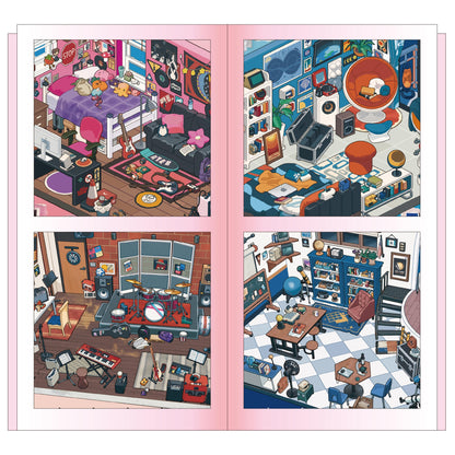 Rooms & Clubs 3D Sticker | 4 Cute Miniature Scenes
