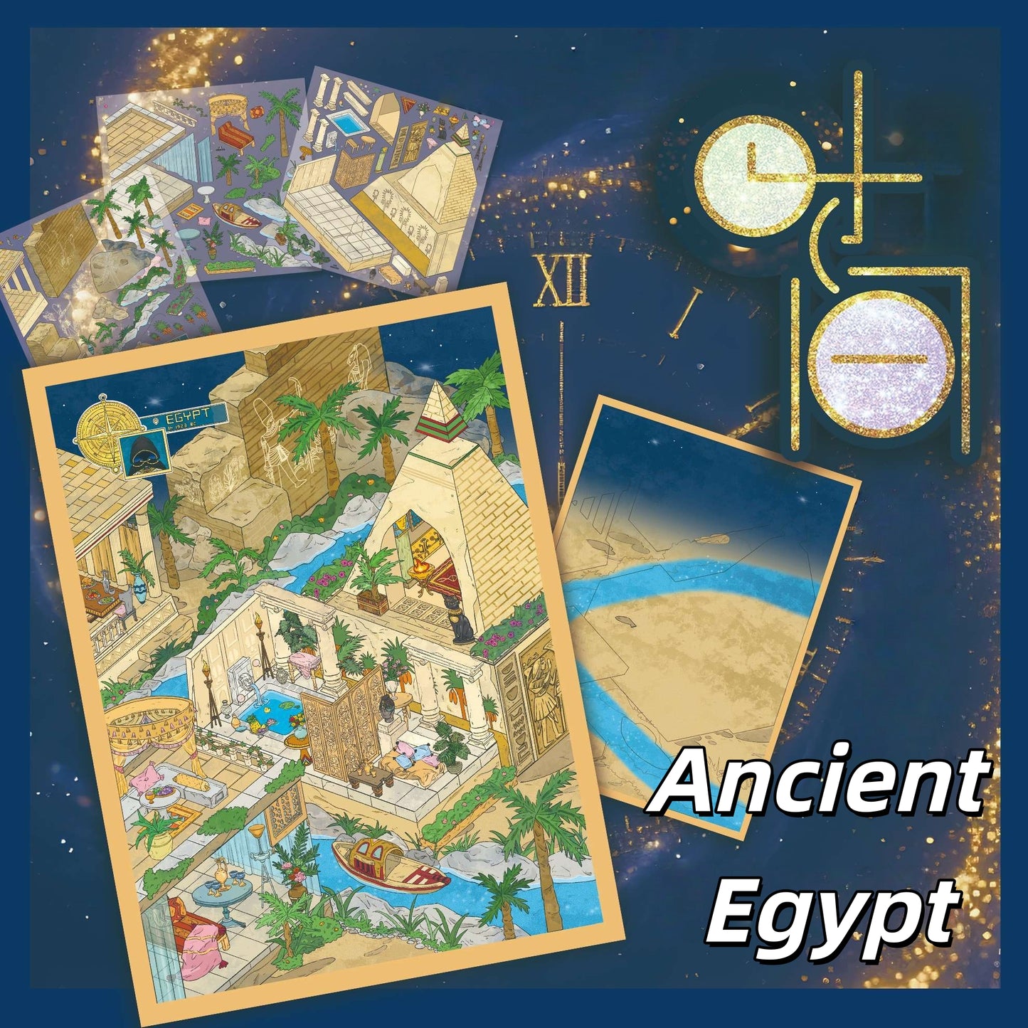 Time Traveler 3D Sticker | 4 Cute Miniature Scenes