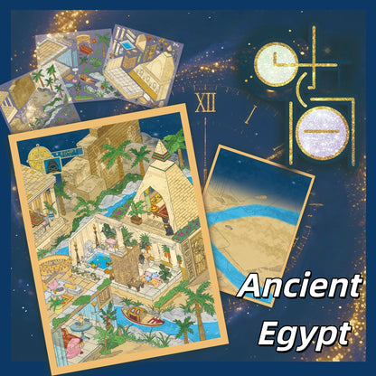 Time Traveler 3D Sticker | 4 Cute Miniature Scenes