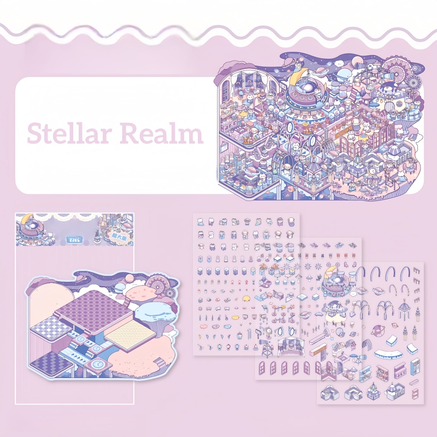 Fantasy Realm 3D Sticker | 4 Cute Miniature Scenes
