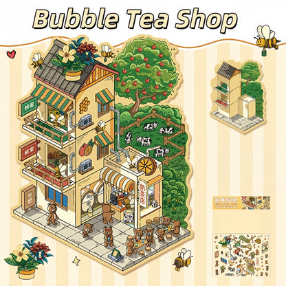 Miniature Shop 3D Sticker | 2 Cute Miniature Scenes