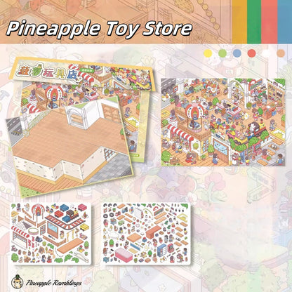 Pineapple Ramblings 3D Sticker | 5 Cute Miniature Scenes