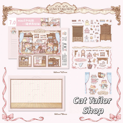 Cat’s World 3D Sticker | 4 Cute Miniature Scenes