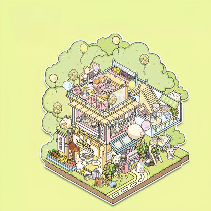 Dream Cabin 3D Sticker | 4 Cute Miniature Scenes