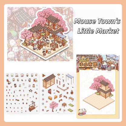 Dream Cabin 3D Sticker | 4 Cute Miniature Scenes