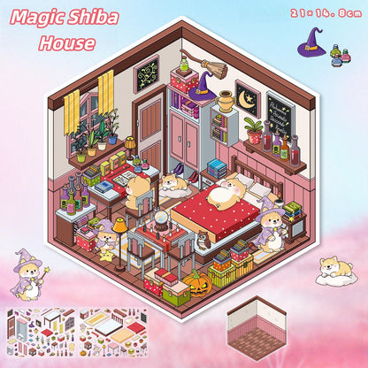 Cozy Hut 3D Sticker | 4 Cute Miniature Scenes