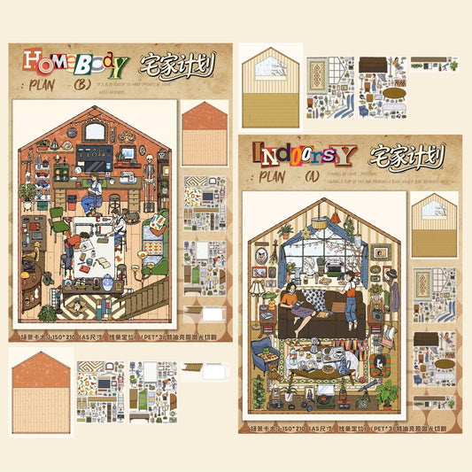 The Calm of Staying 3D Sticker | 2 Cute Miniature Scenes