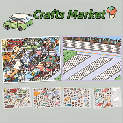 Simulation Management 3D Sticker | 5 Cute Miniature Scenes