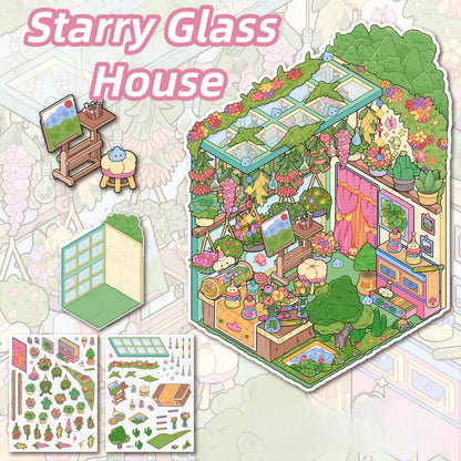 Leisure Hours 3D Sticker | 4 Cute Miniature Scenes