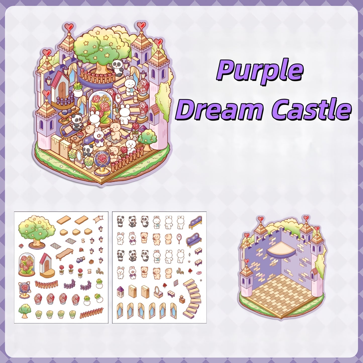 Dream Castle 3D Sticker | 4 Cute Miniature Scenes