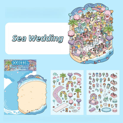 Romantic Wedding 3D Sticker | 4 Cute Miniature Scenes
