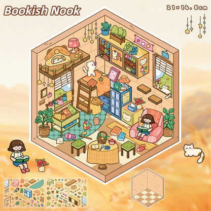 Cozy Hut 3D Sticker | 4 Cute Miniature Scenes
