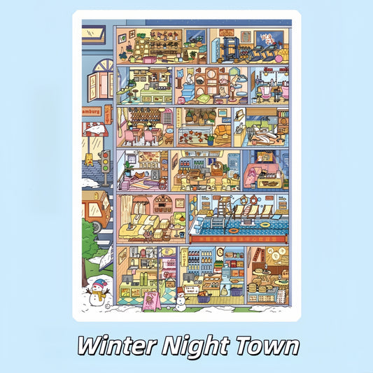 Two Towns 3D Sticker | 2 Cute Miniature Scenes