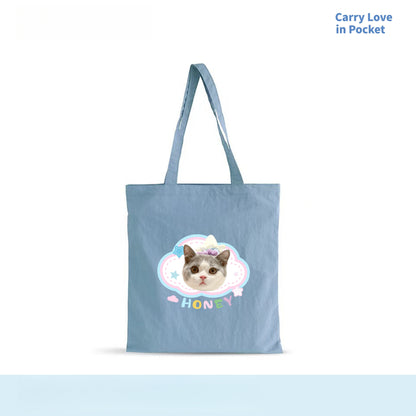 Custom Pet Photo Canvas Tote Bag