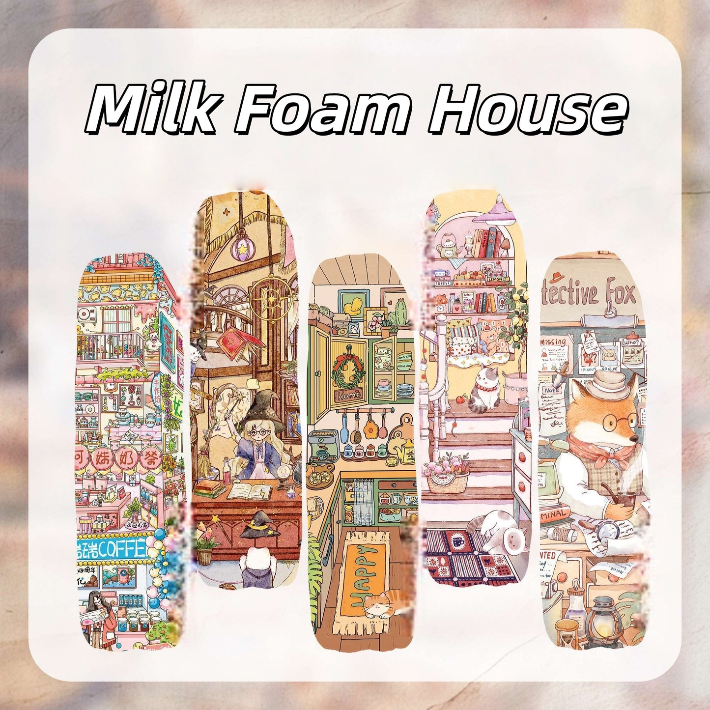 Milk Foam House 3D Sticker | 5 Cute Miniature Scenes