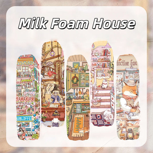 Milk Foam House 3D Sticker | 5 Cute Miniature Scenes