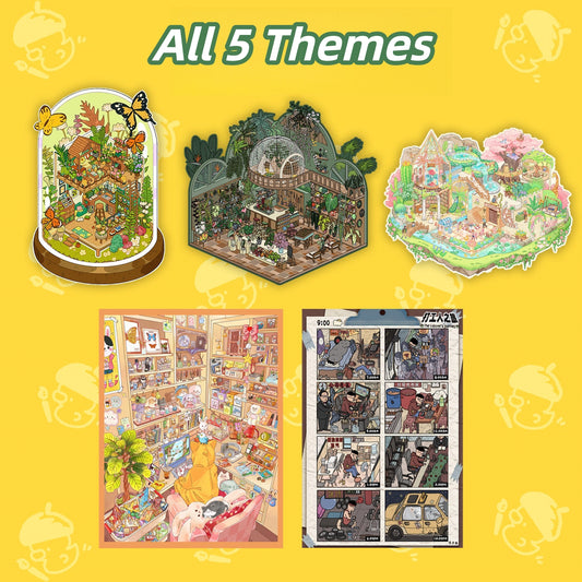 Dream Cabin 3D Sticker | 5 Cute Miniature Scenes